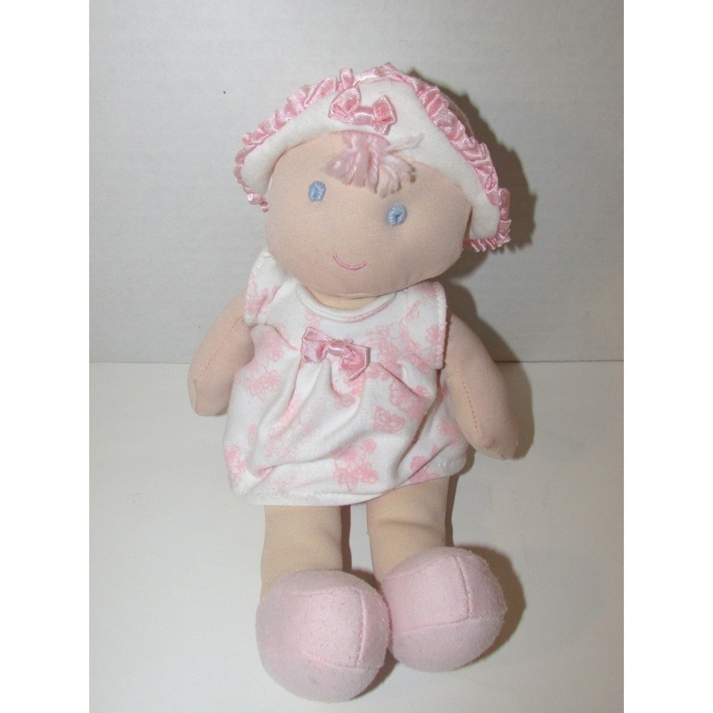 Koala Baby girl first Doll Baby rattle Pink flowers butterflies hat blonde soft